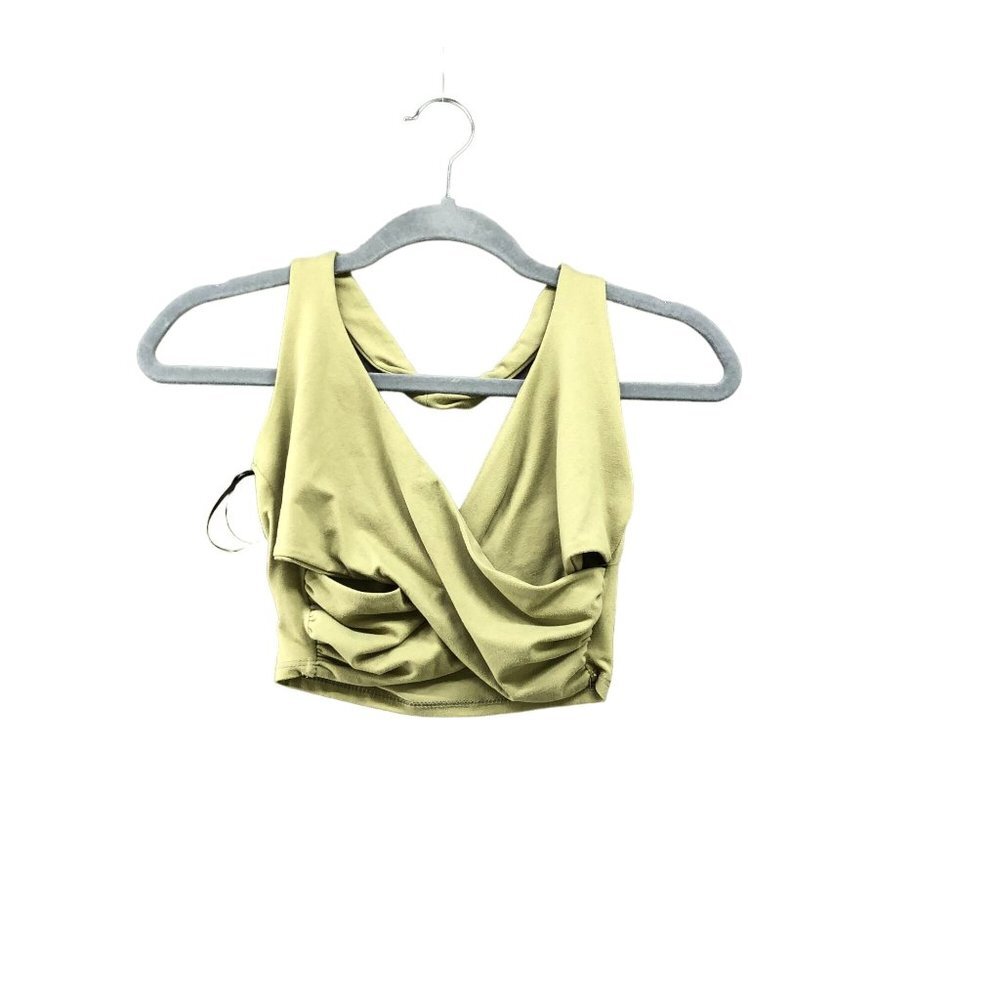 Urban Outfitters Halter Crop Top Womens S V Neck Twist Front Cutout Lime Green